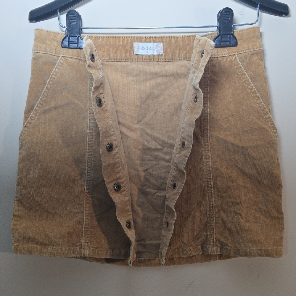Altar'd State Tan Corduroy Button Front Mini Skirt | Size S - Picture 5 of 7